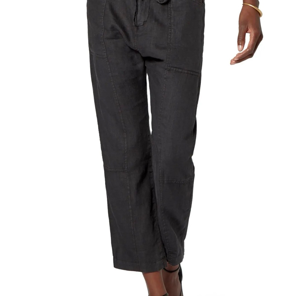 Josie Abbot Black Casual Wide-Leg Linen Blend Pants